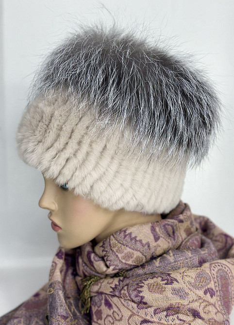 Меховая шапка женская кубанка Софи Бежевый Харьков - изображение 4