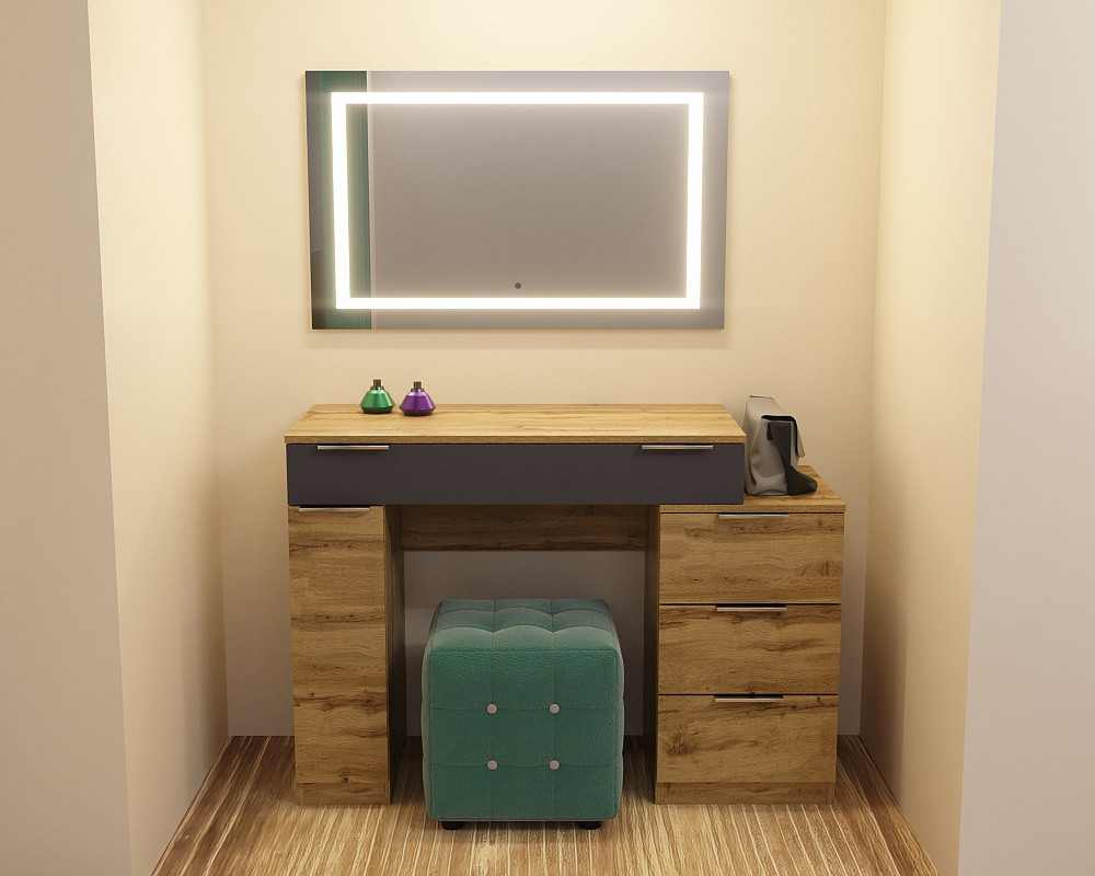 Стол туалетный Трюмо Кристалл, Дуб Аппалачи/Антрацит, 1200/452/847 Львов - изображение 1