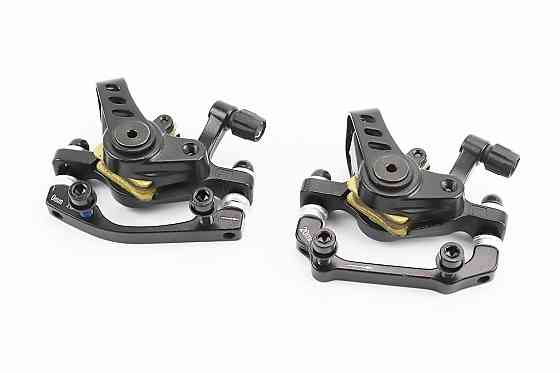 Гальмівні супорти з двосторонньою тягою передній (F160/R140мм)+задній (F180/R160мм), чорні F7 Київ