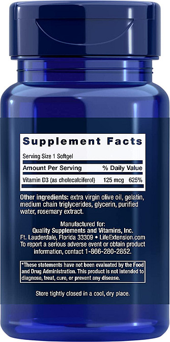 Витамин Д3 Life Extension Vitamin D3 5,000 IU 60 Softgels Луцк - изображение 2