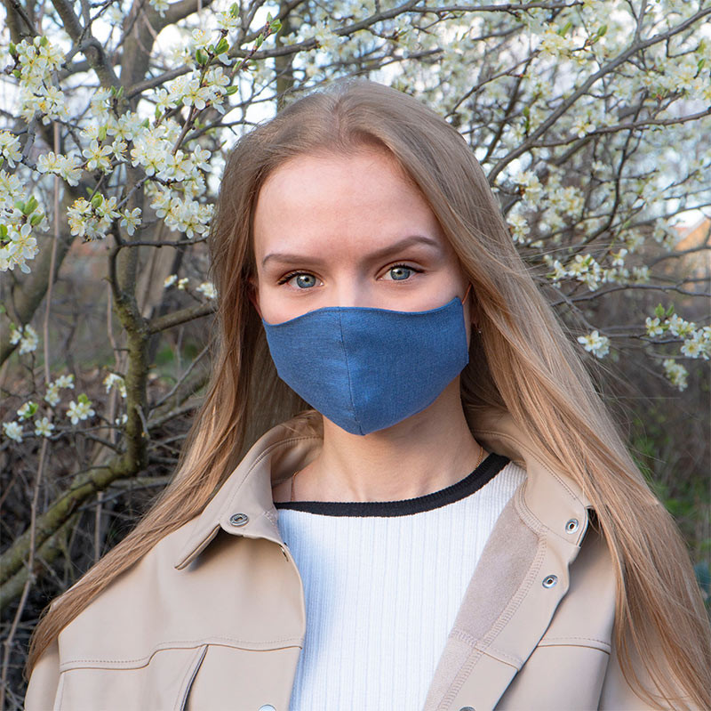 Маска защитная многоразовая из 100% ЛЬНА Размер L (Синий) Сумы - изображение 3