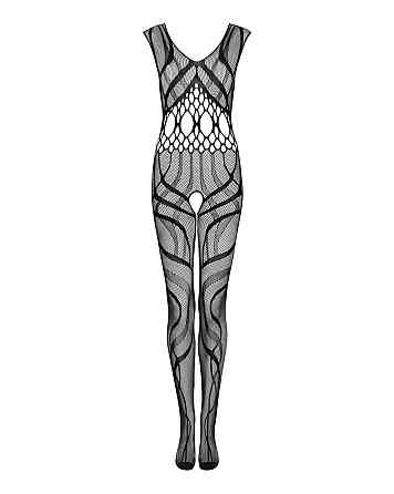 Сетчатый бодистокинг с вырезами и рисунком Obsessive Bodystocking G328 S/M/L, черный, комбинезон Sex Aura Киев
