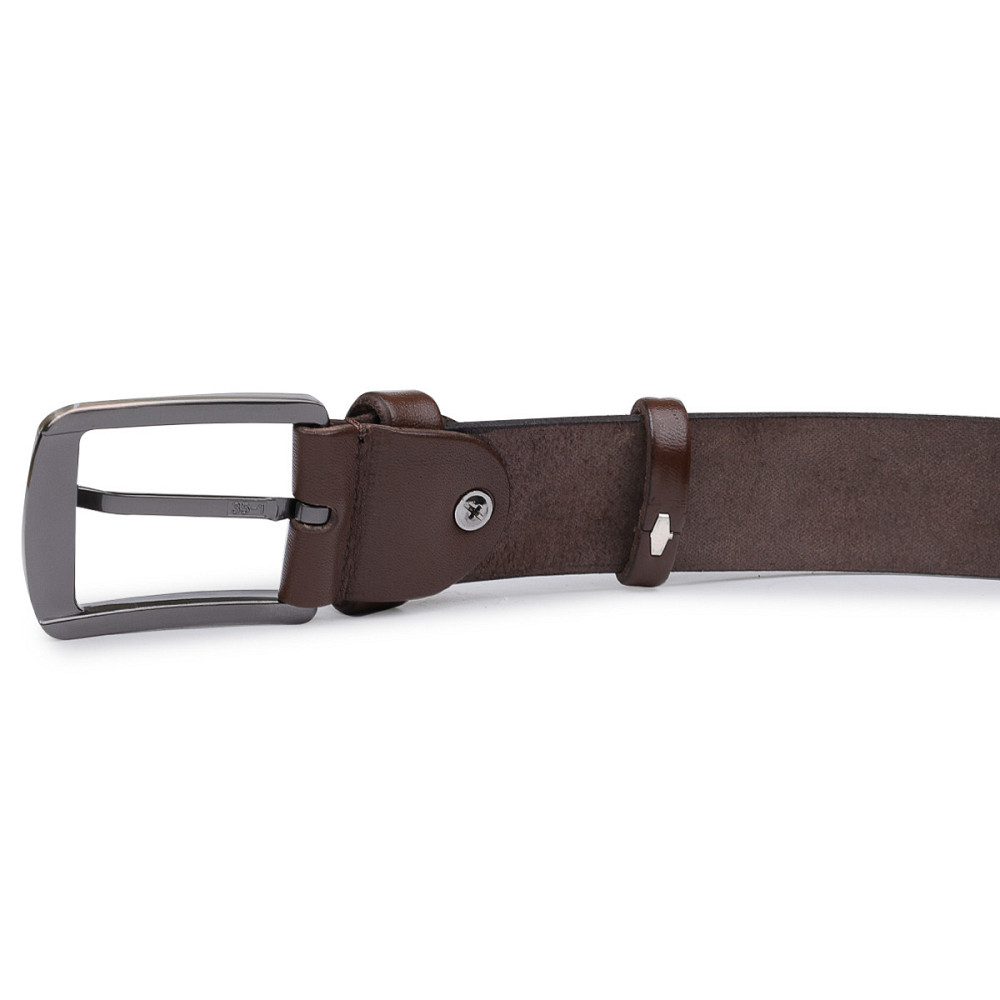 Добротный кожаный ремень для мужчин Vintage 20707 Коричневый Киев - изображение 5