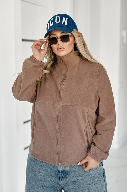 Флісова жіноча кофта на блискавці Jacket" | Норма та батал Капучино, 54-56 Київ - фото 5