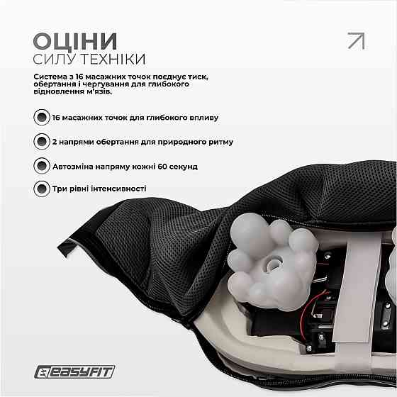 Масажер для шиї EasyFit Shiatsu (роликовий шиацу-масаж плечей і тіла) Коломия