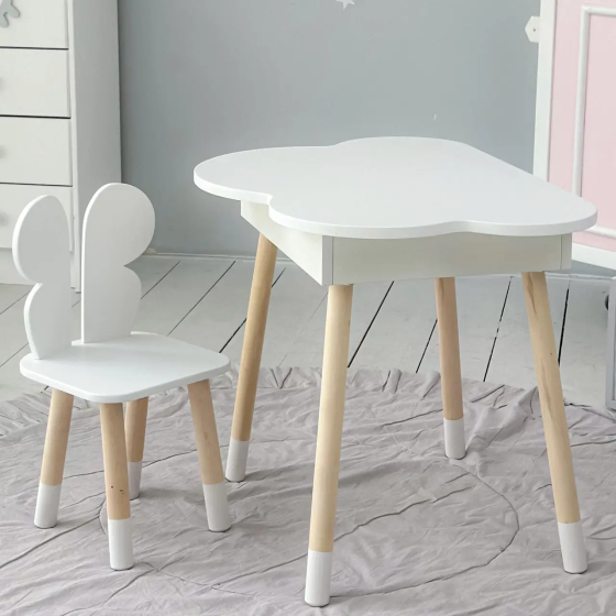 Дитячий столик Хмара з нішою та стільчиком Метелик (Білий) Вінниця