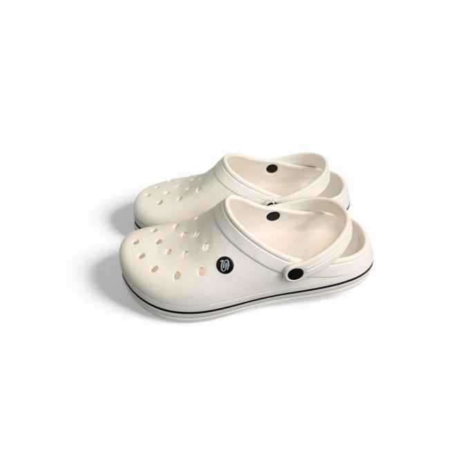 Крокси чоловічі білі сабо Медичне взуття "Прогрес Crocs" з великими дірками чорна смужка 44 Київ - фото 1