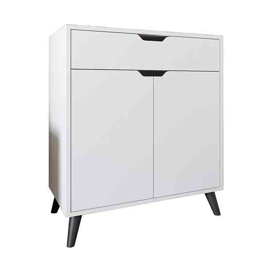 Комод в гостиную с черными ножками М-ЗОН Борн 750 Нимфеа Альба (белый) (MZN-031051) Львов