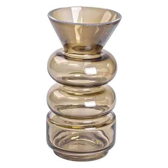 Декоративная стеклянная ваза для цветов, 18 см, коричневая Киев