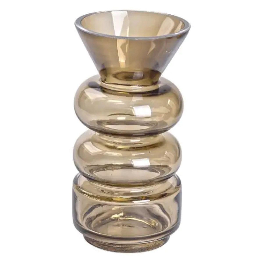 Декоративная стеклянная ваза для цветов, 18 см, коричневая Киев - изображение 1