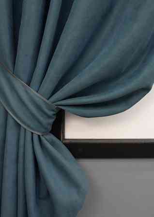 Комплект коротких штор VR-Textil Микровелюр Petek № 1489ш Серо-голубой 130х170 см 2 шт (35-0215) Киев