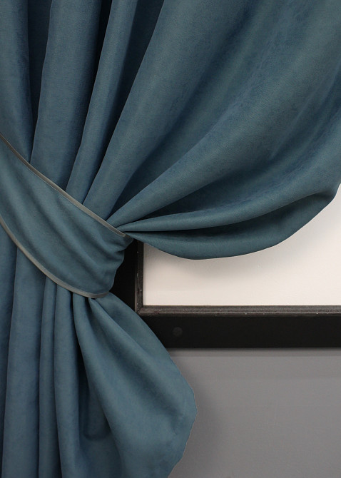 Комплект коротких штор VR-Textil Мікровелюр Petek № 1489ш Сіро-блакитний 130х170 см 2 шт (35-0215) Київ - фото 4