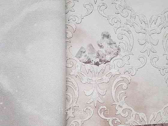 Обои винил на флизелине горячего тиснения DU&KA  Voyage1.06х10 вензель завитки белые виды природы на бежевом Киев