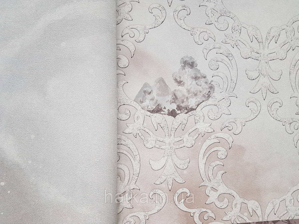 Обои винил на флизелине горячего тиснения DU&KA  Voyage1.06х10 вензель завитки белые виды природы на бежевом Киев - изображение 2