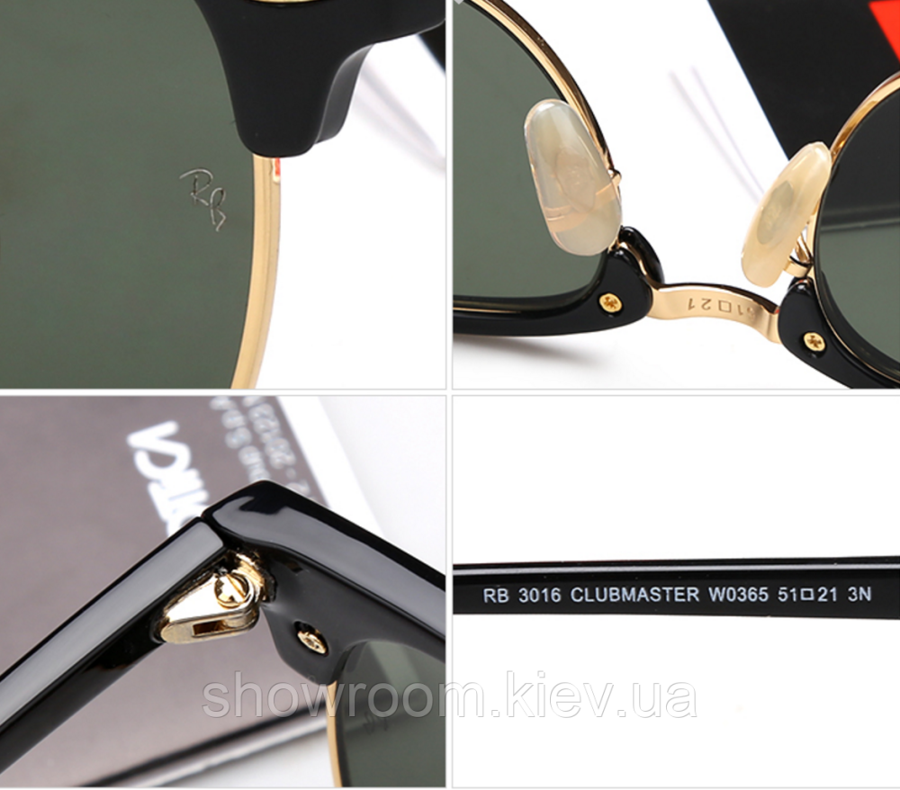 Жіночі сонцезахисні окуляри RAY BAN 3016 clubmaster black LUX Київ - фото 7