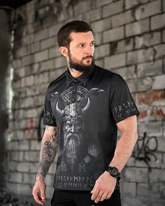 Милитари поло футболка  oblivion  Руни black  ПП4663 Одесса - изображение 4