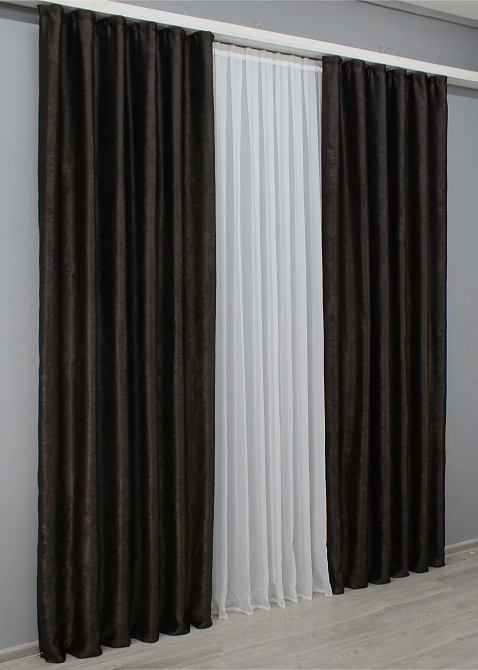 Комплект готових штор VR-Textil Софт № 1450ш 150х275 см 2 шт. Венге (33-0323) Киев - изображение 5