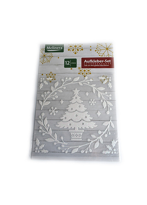 Новорічна наклейка на вікно Ялинка Melinera 18 на 18 см білий Київ - фото 1