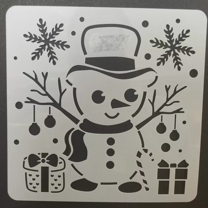 Трафарет на окна к новому году Снеговик 13 на 13 см серый Киев - изображение 1