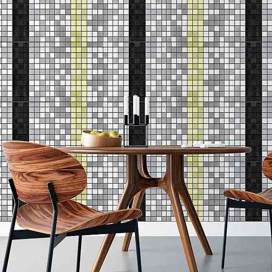 Самоклеющаяся алюминиевая плитка 300х300х3мм Серебряная с чёрным мозаика SW-00001825 Днепр