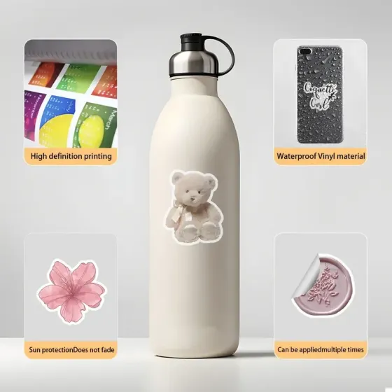 Набор стикеров Эстетичные розовые 50 шт – виниловые наклейки для девушек, ноутбука и ежедневника Киев