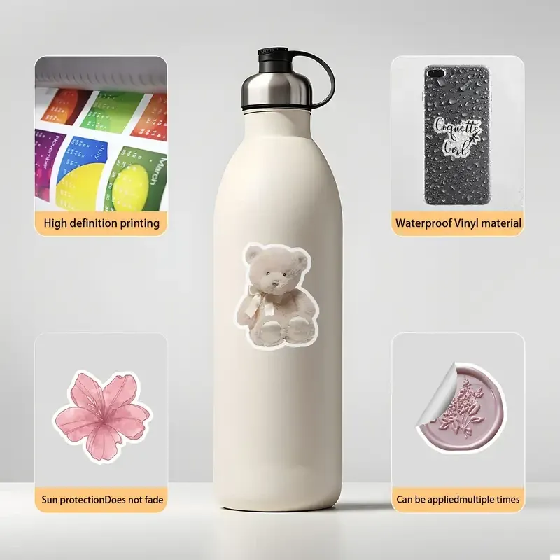 Набор стикеров Эстетичные розовые 50 шт – виниловые наклейки для девушек, ноутбука и ежедневника Киев - изображение 3