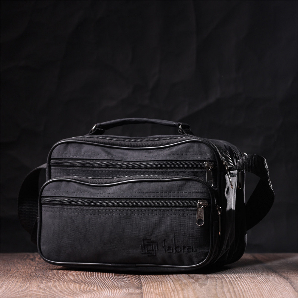 Текстильна чоловіча сумка через плече для документів та міста FABRA 22577 Чорна Київ - фото 20