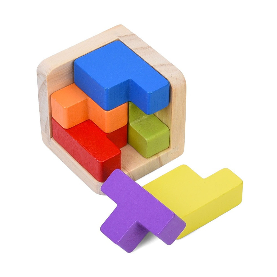 Дерев'яна Куб-головоломка MD 0758-4 підставка 6 елементів Вінниця - фото 1
