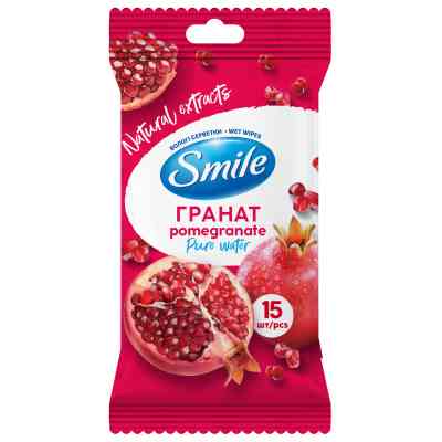 Вологі серветки Smile Daily Гранат 15 шт. (4820048481977) Вінниця