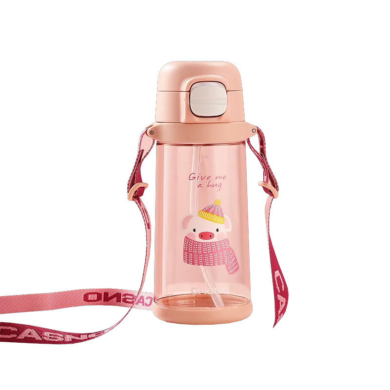 Пляшка для води CASNO 690 мл KXN-1219 Рожева (Свинка) з соломинкоюTRITAN Луцк - изображение 3