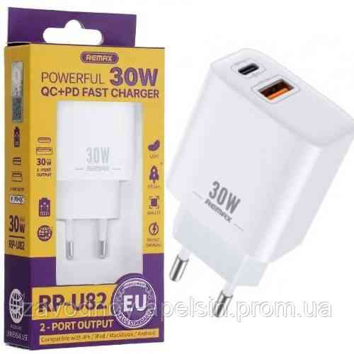 Мережевий адаптер Блок 30W USB + Type-C PD (remax) Одеса