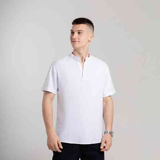 Мужская белая рубашка с коротким рукавом Pobedov Misto Киев