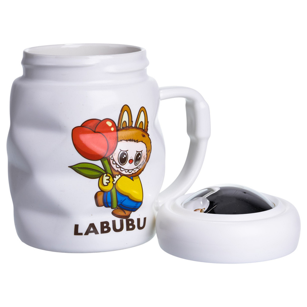 Чашка порцелянова з кришкою Labubu 400 (мл) Білий з жовтим FM-54D Коломыя - изображение 2