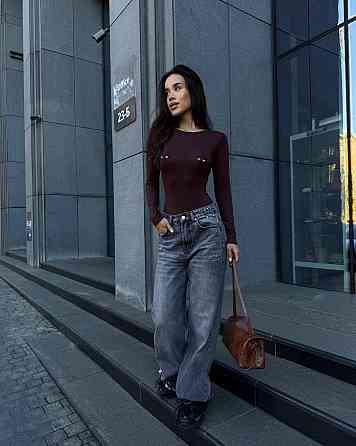 Жіночий базовий боді з акцентним пірсингом на грудях віскоза Шоколад, 42/44 Одеса