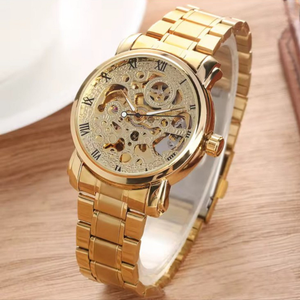 Часы мужские механические Winner BestSeller Sahara Gold (2 ремешка) Золотистый Винница - изображение 4