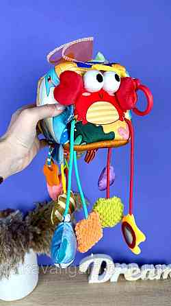 Брязкальце підвіска Краб (м'який куб, мотузки, прорізувач, пискавка, кільце-тримач) 2 види Хмельницький