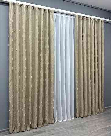 Комплект штор VR-Textil Лен Букле № 1883ш Бежевый 150х290 см 2 шт (33-0910) Киев