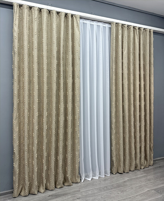 Комплект штор VR-Textil Льон Букле № 1883ш Бежевий 150х290 см 2 шт (33-0910) Київ - фото 4