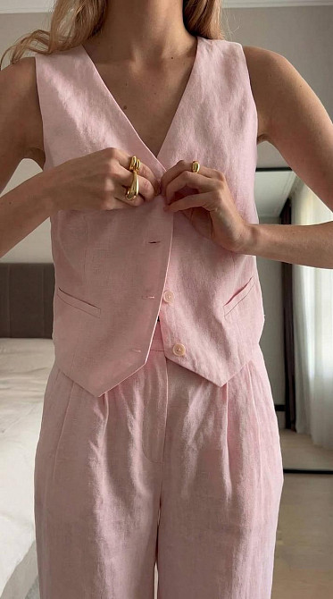 Женский стильный летний костюм двойка лён Барби, 42/44 Одесса - изображение 2