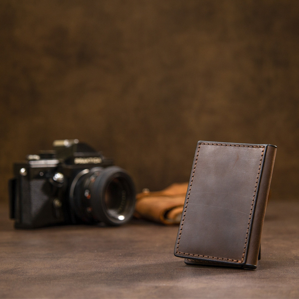 Маленький шкіряний картхолдер GRANDE PELLE 11503 Коричневий Київ - фото 9