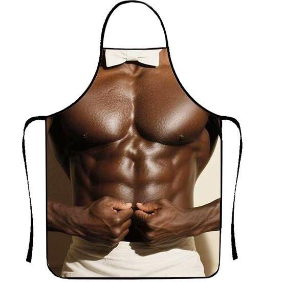 Фартух з принтом чоловічого торсу з метеликом прикольний кухонний для гриля Київ - фото 2