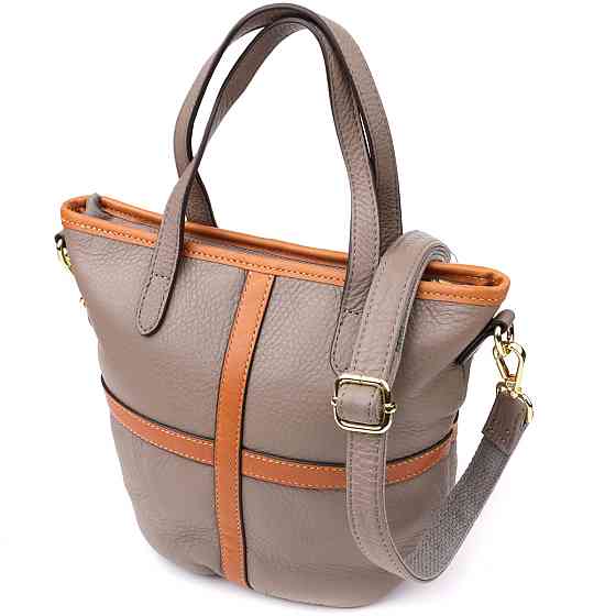 Містка сумка з натуральної шкіри для жінок Сірий (Vintage) Київ