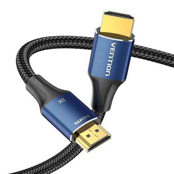 Кабель Vention Cotton Braided HDMI-A Male to Male HD v2.1 Cable 8K 5M Blue Aluminum Alloy Type (ALGLJ) Київ