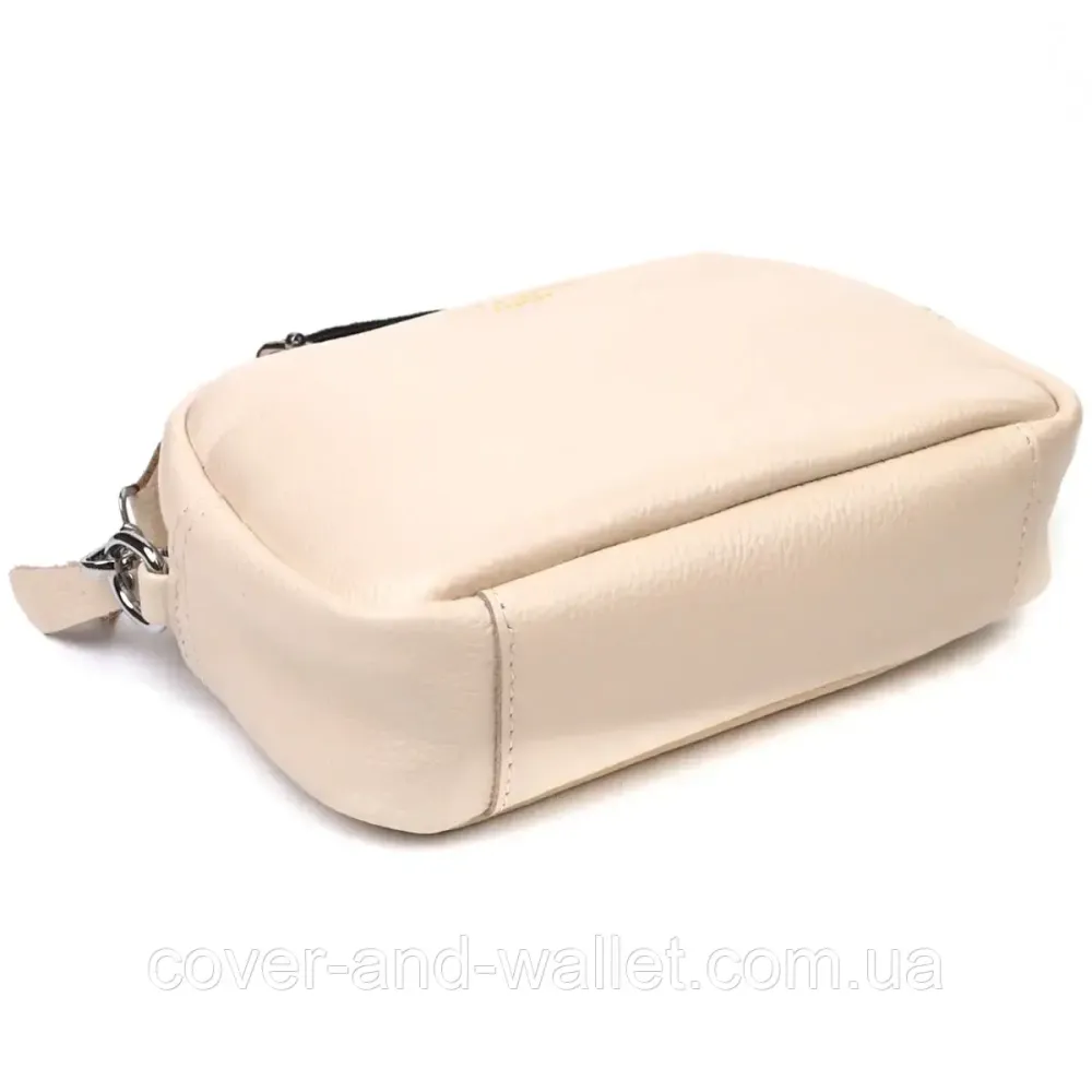 Женская прямоугольная сумка-кроссбоди молочного цвета из кожи Leather Collection Киев - изображение 4