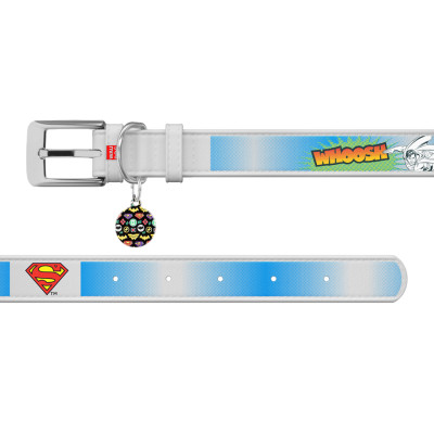 Ошейник для животных WAUDOG Design с QR паспортом "Супермэн 2" XXS Ш 12 мм Д 18-24 см белый (0012-1008-15) Винница - изображение 3