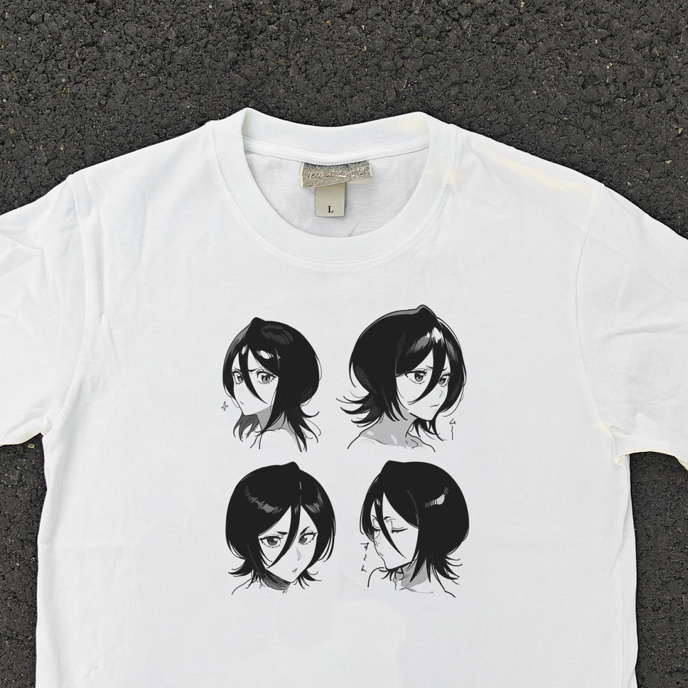 Футболка чоловіча з принтом аніме Бліч Рукіа Кукхікі Вхіте манга оверсайз (S/M/L) Черний Дніпро - фото 7