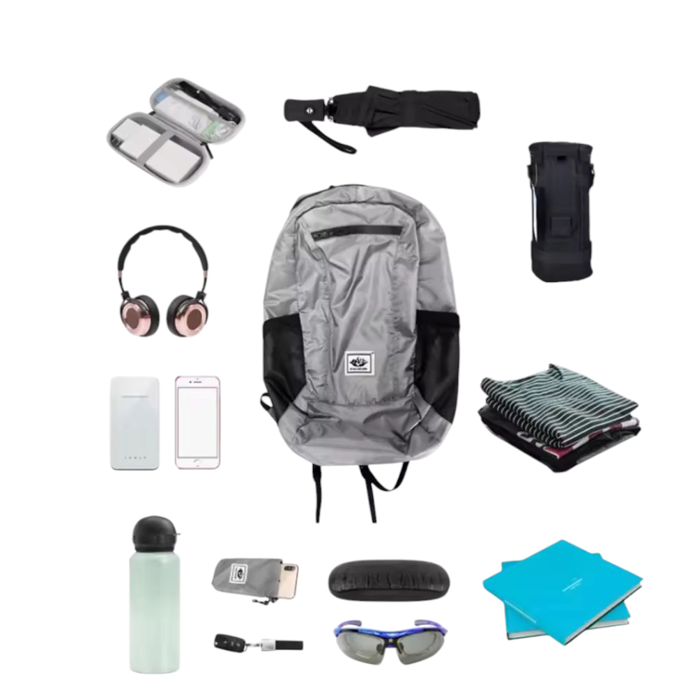 Туристический портативный складной легкий рюкзак 18 л 4 кармана водонепроницаемый 41 на 24 см серый Киев - изображение 10