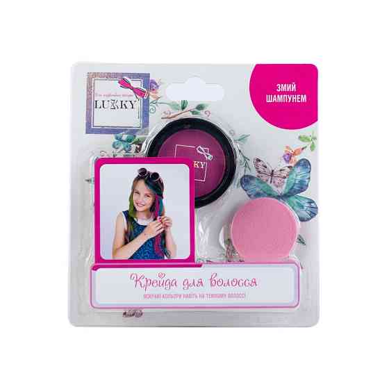 Дитяча пудрова крейда для волосся T11917 зі спонжем, рожевий Вінниця