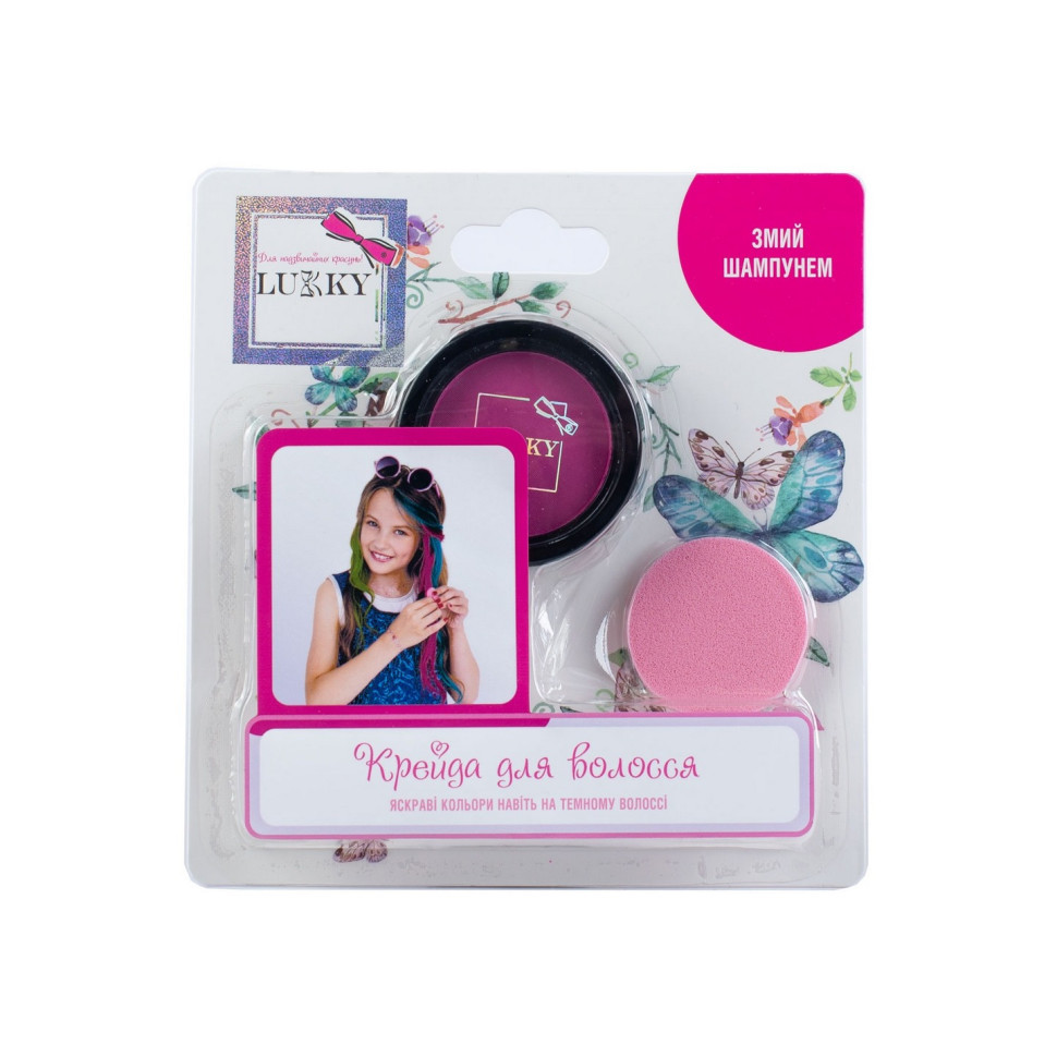 Дитяча пудрова крейда для волосся T11917 зі спонжем, рожевий Вінниця - фото 2