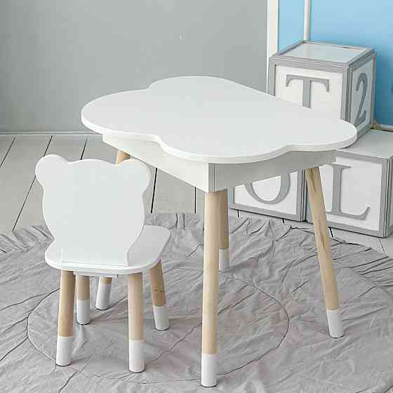 Столик-хмаринка з медведиком для дитячої кімнати, білий Київ